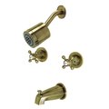 Kingston Brass KBX8143BX Two-Handle Tub and Shower Faucet, Antique Brass KBX8143BX